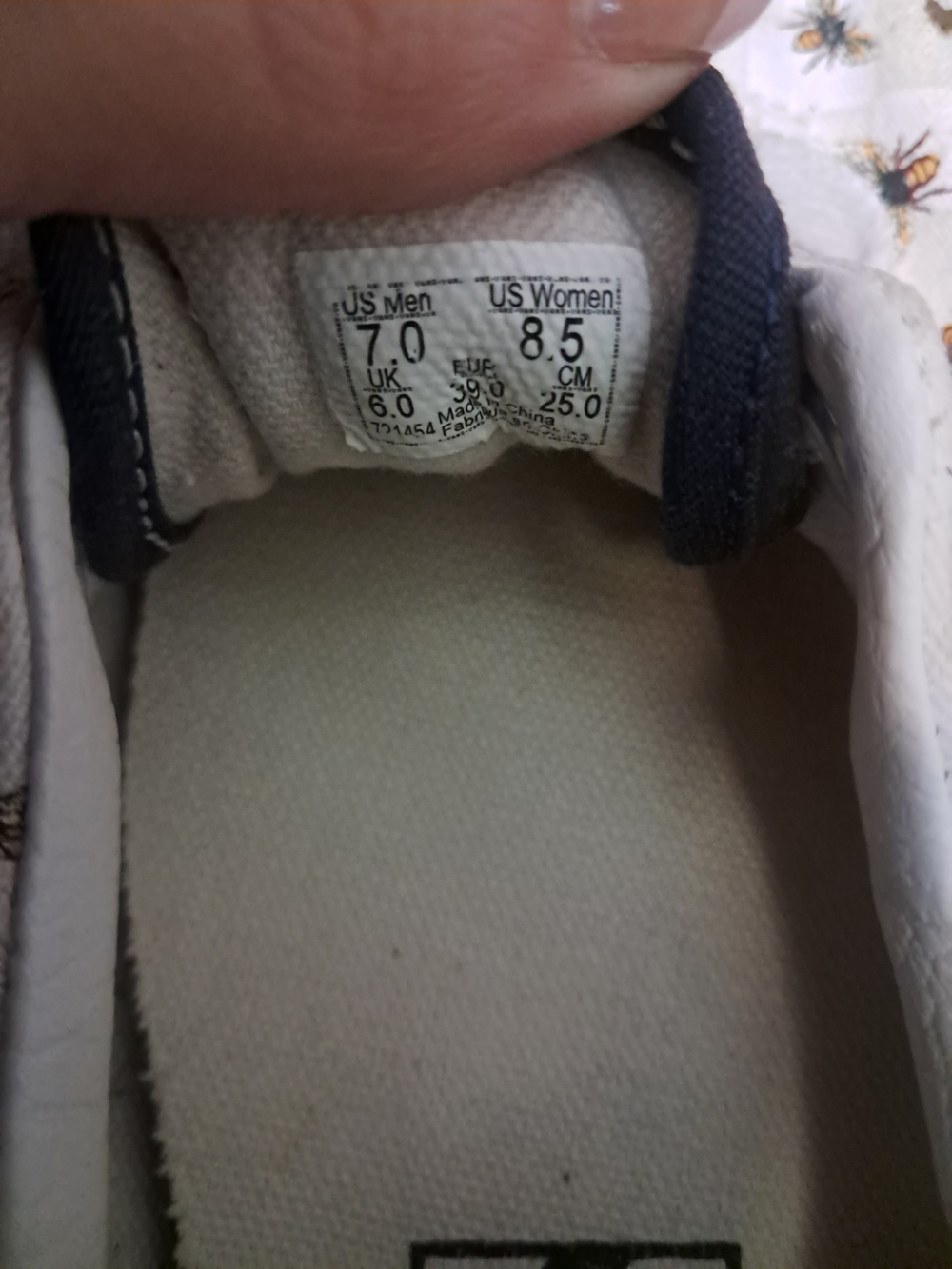 Vans White Checkerboard Sneakers with Black and Yellow Bee Print - Picture 8 of 8